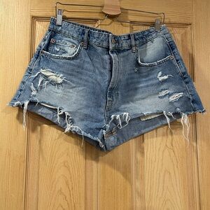 Zara Blue Distressed Jean Shorts